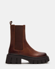 CHARGES Brown Distressed Platform Bootie | Women's Booties | Steve Madden Sale