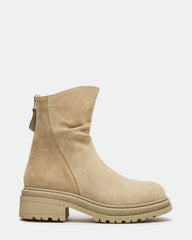 ESSENTIAL Taupe Suede Scrunched Ankle Boot | Women's Booties | Steve Madden for Sale