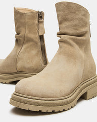 ESSENTIAL Taupe Suede Scrunched Ankle Boot | Women's Booties | Steve Madden for Sale