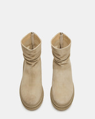 ESSENTIAL Taupe Suede Scrunched Ankle Boot | Women's Booties | Steve Madden for Sale