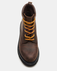WYLDER Brown Leather Ankle Boot | Women's Booties | Steve Madden Sale