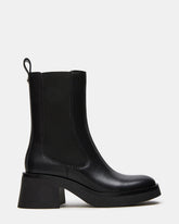MURRAY Black Leather Block Heel Ankle Boot | Women's Booties | Steve Madden online