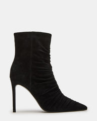 TEASE Black Suede Ruched Pointed Toe Ankle Boot | Women's Booties | Steve Madden US