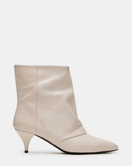 SHINER White Leather Pointed-Toe Kitten Heel Women's Ankle Boot | Steve Madden outlet