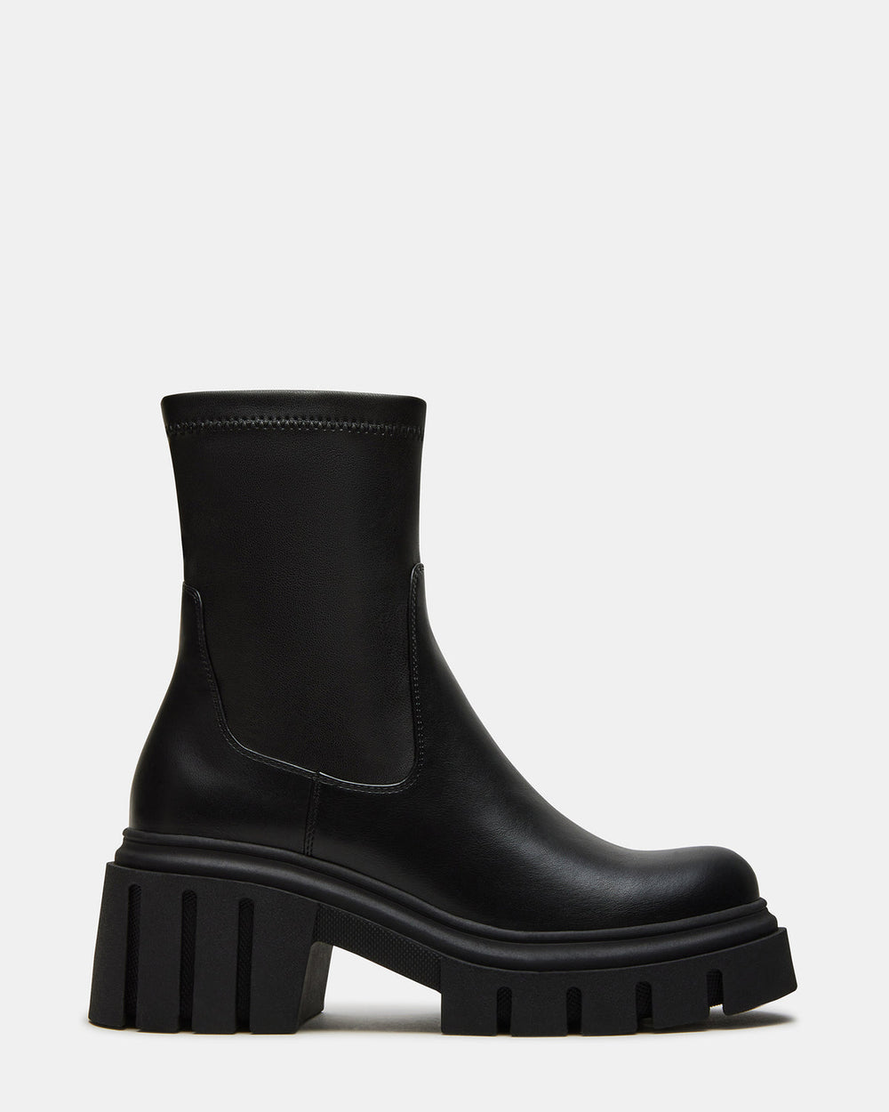 BOOMBA Black Lug Sole Ankle Boot | Women's Booties | Steve Madden Sale