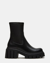 BOOMBA Black Lug Sole Ankle Boot | Women's Booties | Steve Madden Sale