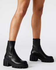BOOMBA Black Lug Sole Ankle Boot | Women's Booties | Steve Madden Sale