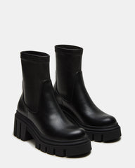 BOOMBA Black Lug Sole Ankle Boot | Women's Booties | Steve Madden Sale