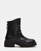 ESSENTIAL Black Leather Scrunched Ankle Boot | Women's Booties | Steve Madden on Sale