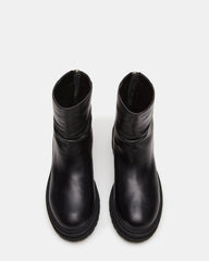 ESSENTIAL Black Leather Scrunched Ankle Boot | Women's Booties | Steve Madden on Sale