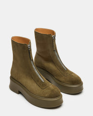 JONES Olive Suede Zipper Lug Women's Ankle Boot | Steve Madden near me