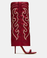 RAVINE Western Red Knee-High Cuffed Stiletto Heel Women's Boot | Steve Madden US