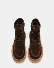 FOREST Brown Suede Lug Ankle Boot | Women's Booties | Steve Madden on Sale