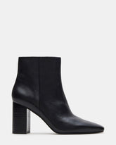 AIDAN Black Leather Block Heel Ankle Boot | Women's Booties | Steve Madden discount