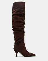 LINGER Brown Suede Pointed-Toe Over-The-Knee Heeled Women's Boot | Steve Madden online