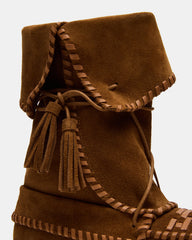 TIPPETT Chestnut Suede Fold-Over Tassel Boot | Women's Boots | Steve Madden US