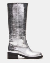 RIGGS Silver Leather Square-Toe Women's Boot | Steve Madden Sale