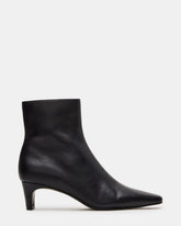 DELVIE Black Leather Kitten Heel Ankle Boot | Women's Booties | Steve Madden discount