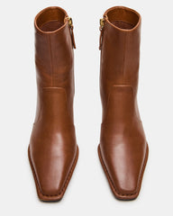 FARE Tan Leather Square Toe Women's Ankle Boot | Steve Madden on Sale