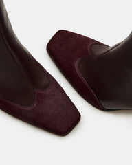 LYLE Burgundy Leather Square-Toe Heeled Women's Ankle Boot | Steve Madden near me