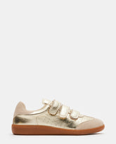 MOMENTUM Gold Velcro Low-Top Women's Sneakers | Steve Madden Sale