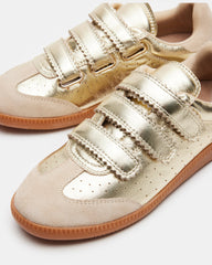 MOMENTUM Gold Velcro Low-Top Women's Sneakers | Steve Madden Sale