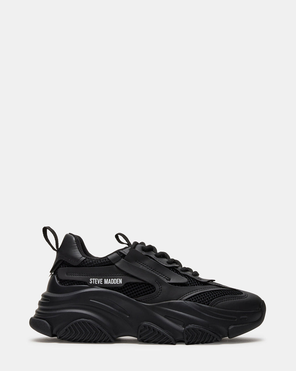 POSSESSION Black Platform Lace-Up Women's Sneaker | Steve Madden Sale