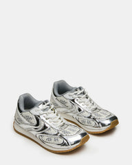 PAGER Silver Multi Low-Top Lace-Up Mesh Women's Sneaker | Steve Madden outlet