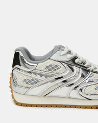PAGER Silver Multi Low-Top Lace-Up Mesh Women's Sneaker | Steve Madden outlet