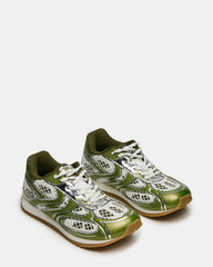 PAGER Green Multi Low-Top Lace-Up Mesh Women's Sneaker | Steve Madden Sale