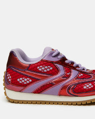 PAGER Red Multi Low-Top Lace-Up Mesh Women's Sneaker | Steve Madden on Sale
