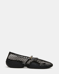 VICKEE Black Mesh Mary Jane Buckle Chunky Sole Ballet Women's Sneaker | Steve Madden on Sale