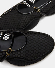 VICKEE Black Mesh Mary Jane Buckle Chunky Sole Ballet Women's Sneaker | Steve Madden on Sale