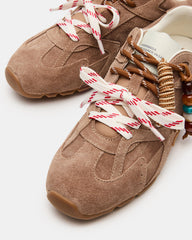 AZIEL Charm Taupe Suede Low-Top Lace-Up Women's Sneakers | Steve Madden on Sale