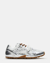 AZIEL Silver Low-Top Lace-Up Women's Sneakers | Steve Madden on Sale
