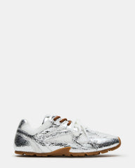 AZIEL Silver Low-Top Lace-Up Women's Sneakers | Steve Madden on Sale