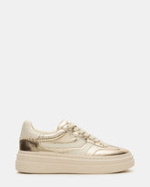 DODGE Perforated Champagne Multi Women's Low-Top Platform Sneaker | Steve Madden outlet