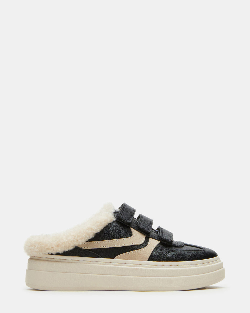 DASHER Black Low-Top Faux Fur Slip-On Sneaker | Women's Sneakers | Steve Madden US