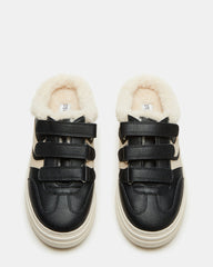 DASHER Black Low-Top Faux Fur Slip-On Sneaker | Women's Sneakers | Steve Madden US