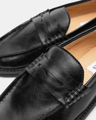 MADISON Black Leather Women's Penny Loafer | Steve Madden outlet