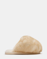 POOF Natural Slip-On Faux Fur Mule Women's Flat | Steve Madden discount