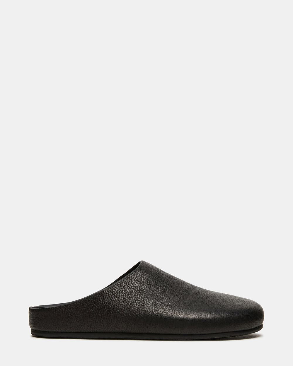 FERN Black Leather Mule Slip-On Round-Toe Women's Flat | Steve Madden US