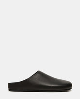 FERN Black Leather Mule Slip-On Round-Toe Women's Flat | Steve Madden US