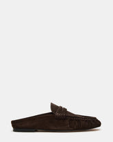 RAFE Chocolate Brown Suede Slip-On Mule Women's Flat | Steve Madden outlet