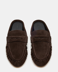 RAFE Chocolate Brown Suede Slip-On Mule Women's Flat | Steve Madden outlet