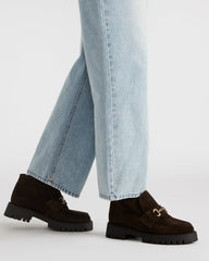 LEON Chocolate Brown Suede Platform Lug Sole Women's Loafer | Steve Madden Sale