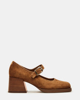 LISBON Chestnut Suede Square-Toe Mary Jane Women's Loafer | Steve Madden for Sale