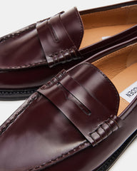 MADISON Burgundy Box Leather Women's Penny Loafer | Steve Madden near me