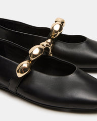 POPPIN Black Leather Mary Jane Ballet Women's Flat | Steve Madden discount