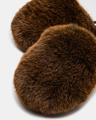 POOF Brown Slip-On Faux Fur Mule Women's Flat | Steve Madden near me